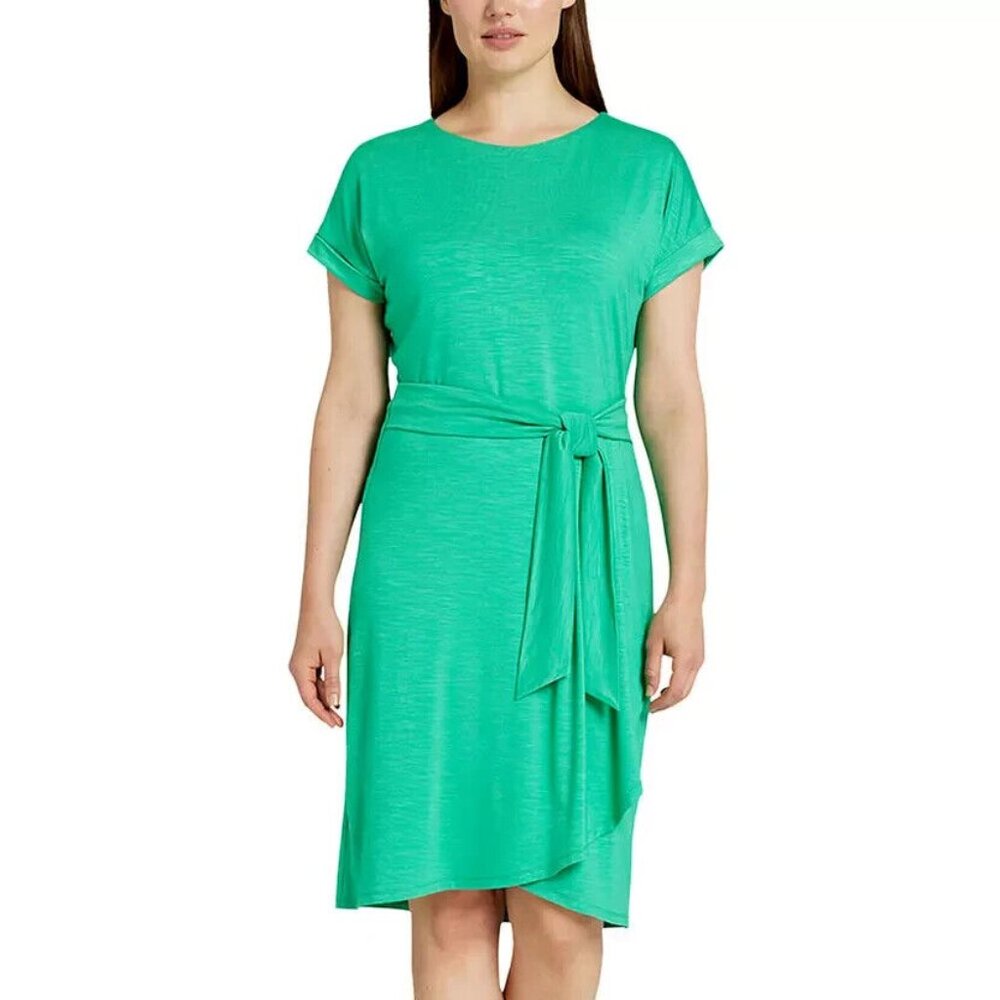 Chaps Women's Plus Size XXL Green Crewneck Knit Dress NWT